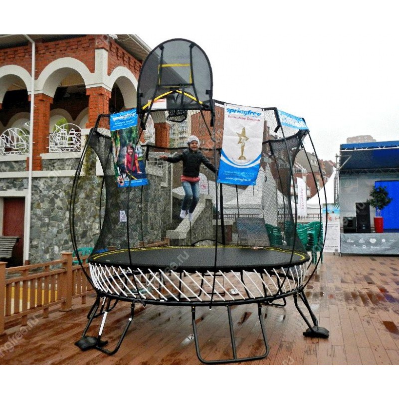 Батут Springfree Trampoline R79 SAW круглый с лестницей, фиксаторами и колесиками (305 см), изображение 4
